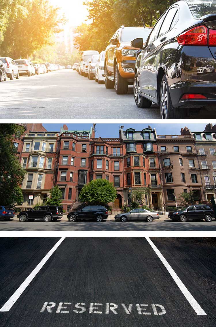 Tight parallel parking space on narrow street in downtown Boston,  Massachusetts, US Stock Photo - Alamy